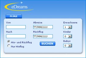 eDreams Suchmaschinen-Widget